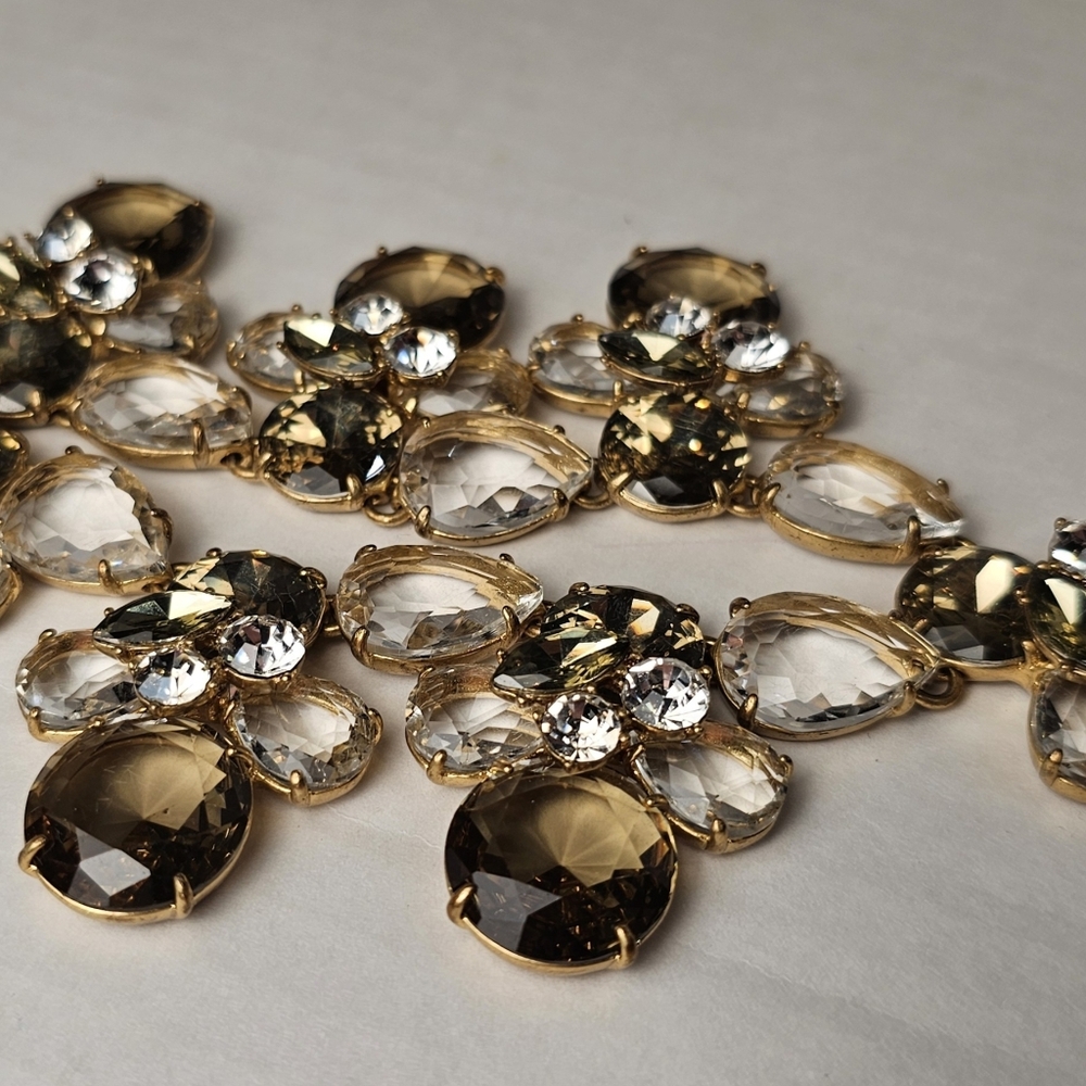 [J. Crew] Smokey Crystal Drop Bib Bumble Bee Statement Necklace - Picture 12 of 16